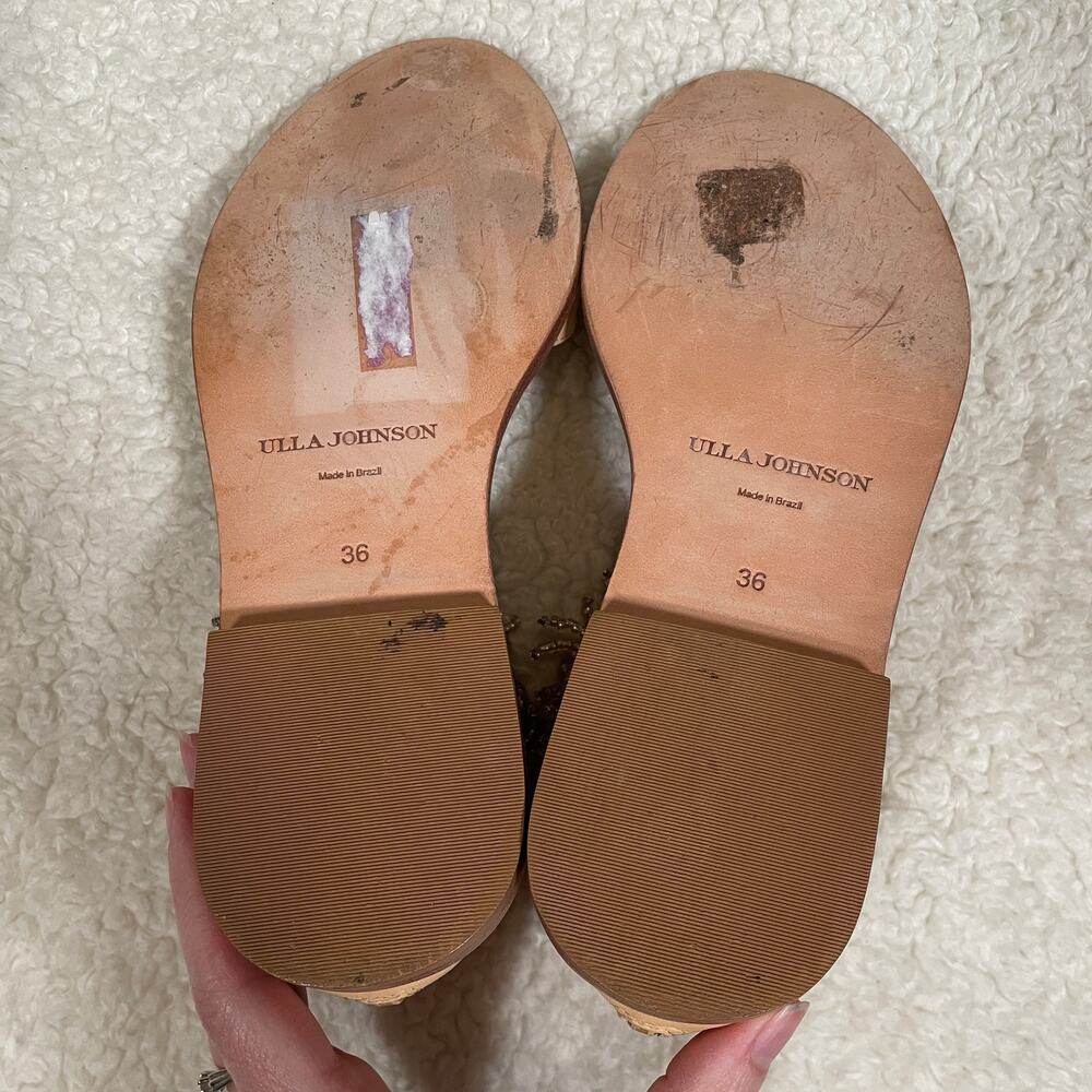 Ulla Johnson Imade Beaded Sandals RARE Flats Beige Thong Boho Fringe Strap‎ 6 - Picture 6 of 7